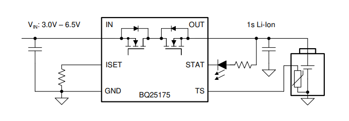 Schaltplan - Texas Instruments BQ25175 Eigenständiges lineares Einzellen-Ladegerät